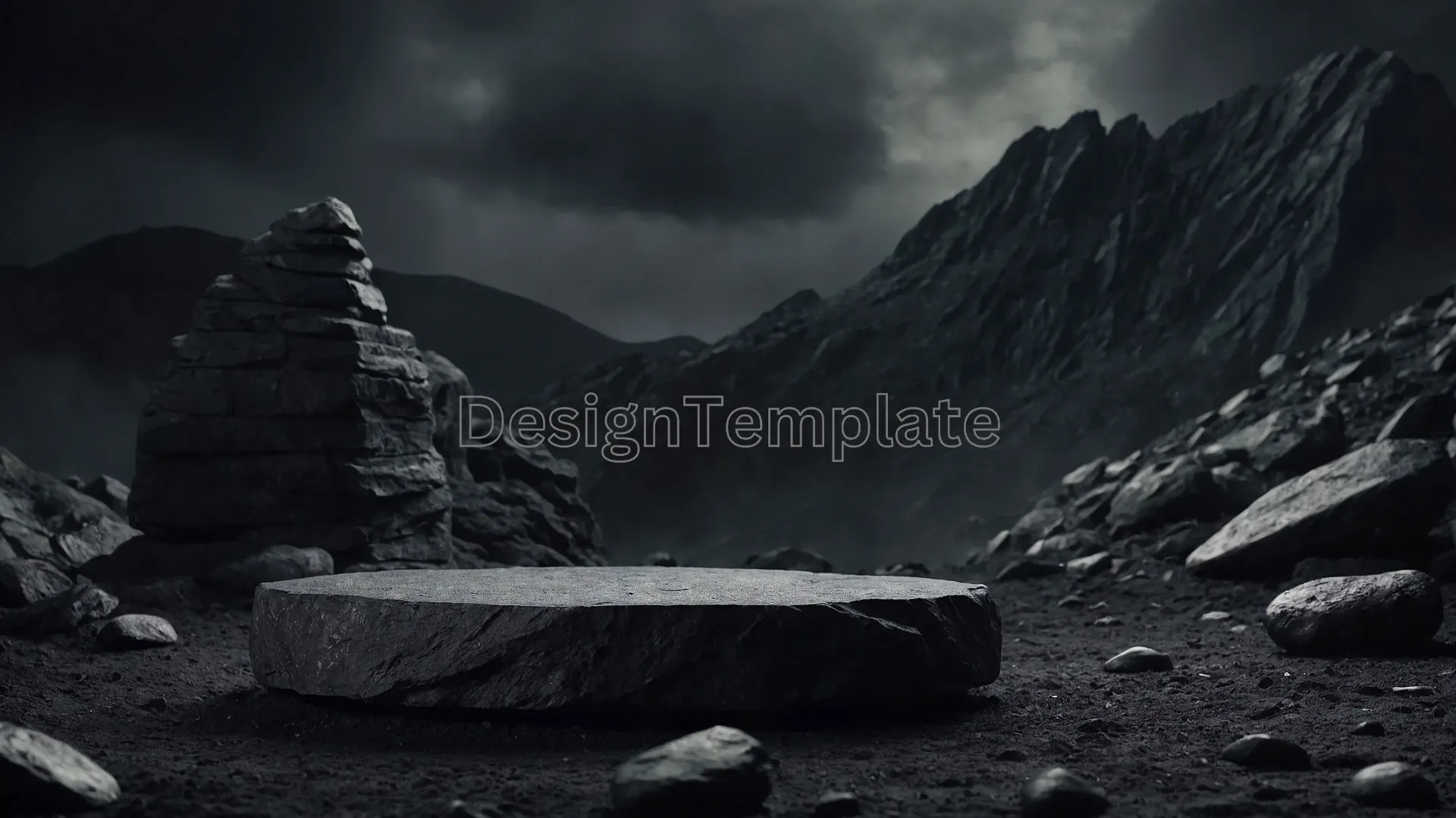 Captivating Image of a Charcoal Theme Circle Podium with Stone Texture image